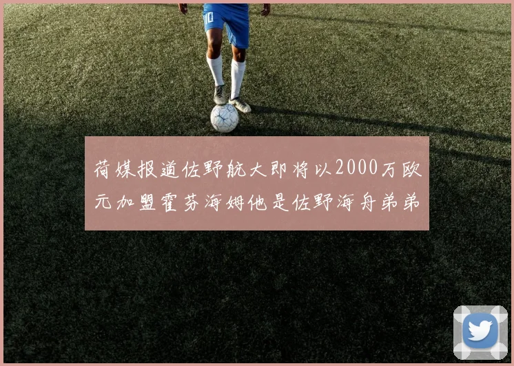 荷媒报道佐野航大即将以2000万欧元加盟霍芬海姆他是佐野海舟弟弟